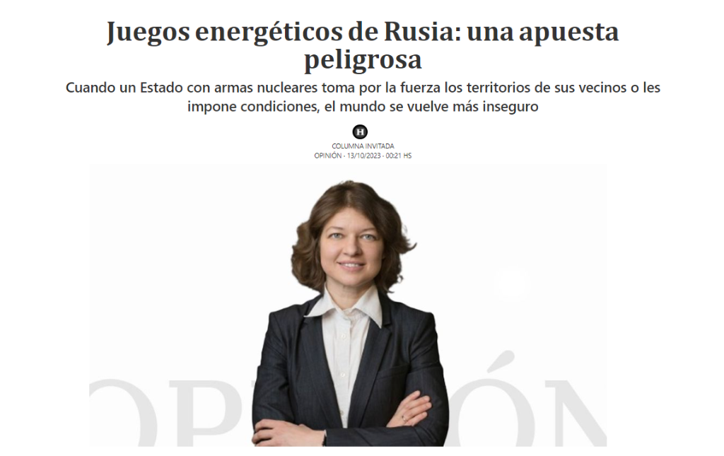 Olena Pavlenko for El Heraldo: When a nuclear-armed state forcibly takes over its neighbors’ territories or imposes conditions on them, the world becomes more insecure.