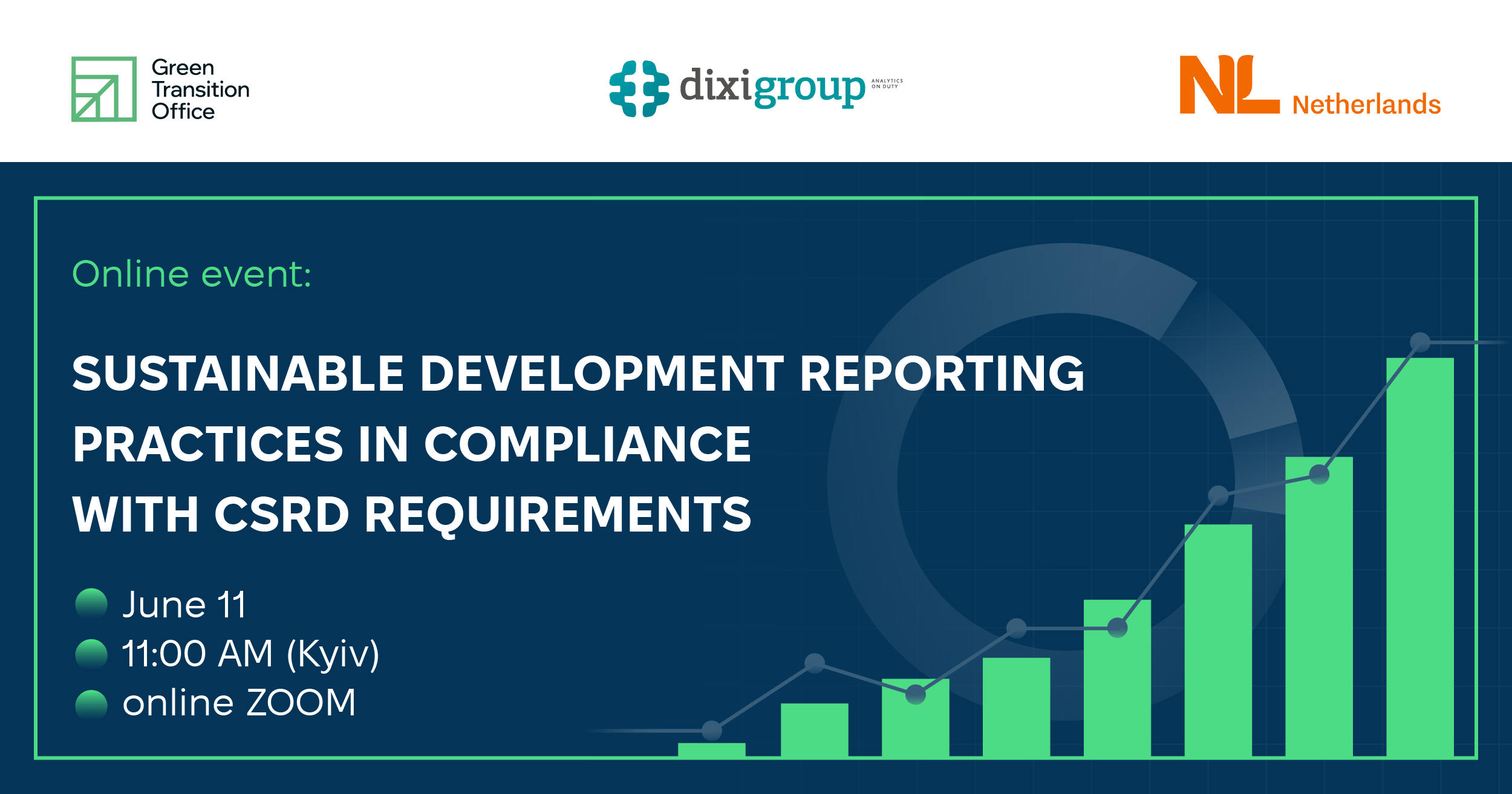 Om June 11 we invite you to the online event: “SUSTAINABLE DEVELOPMENT REPORTING PRACTICES IN COMPLIANCE WITH CSRD REQUIREMENTS”