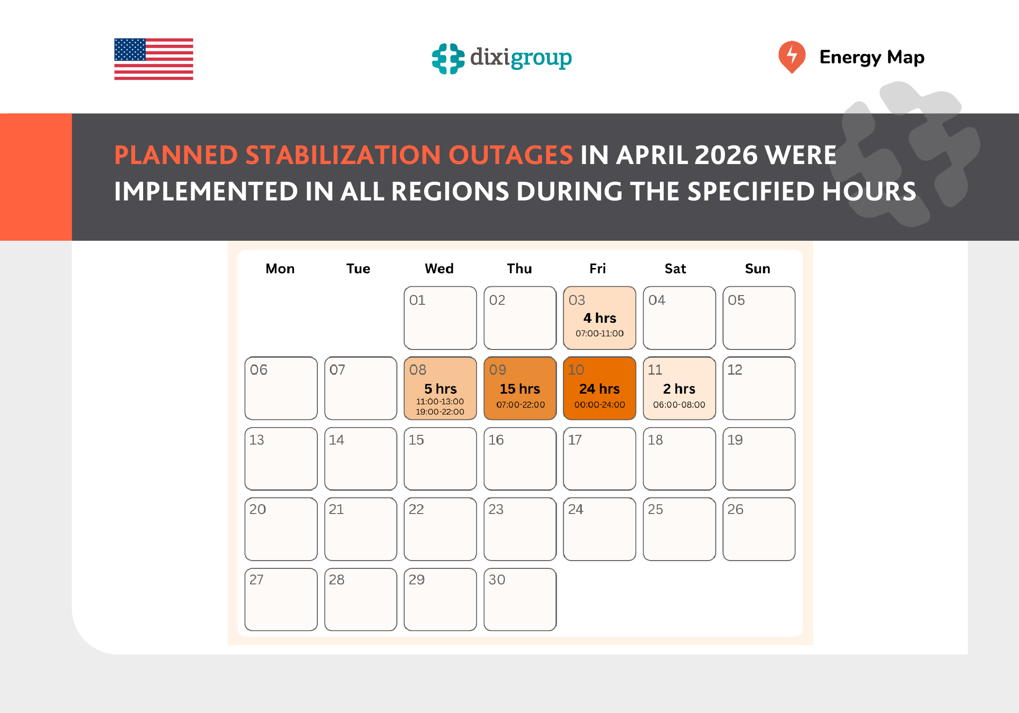 25 days in April passed for Ukrainians without planned electricity outages – Energy Map
