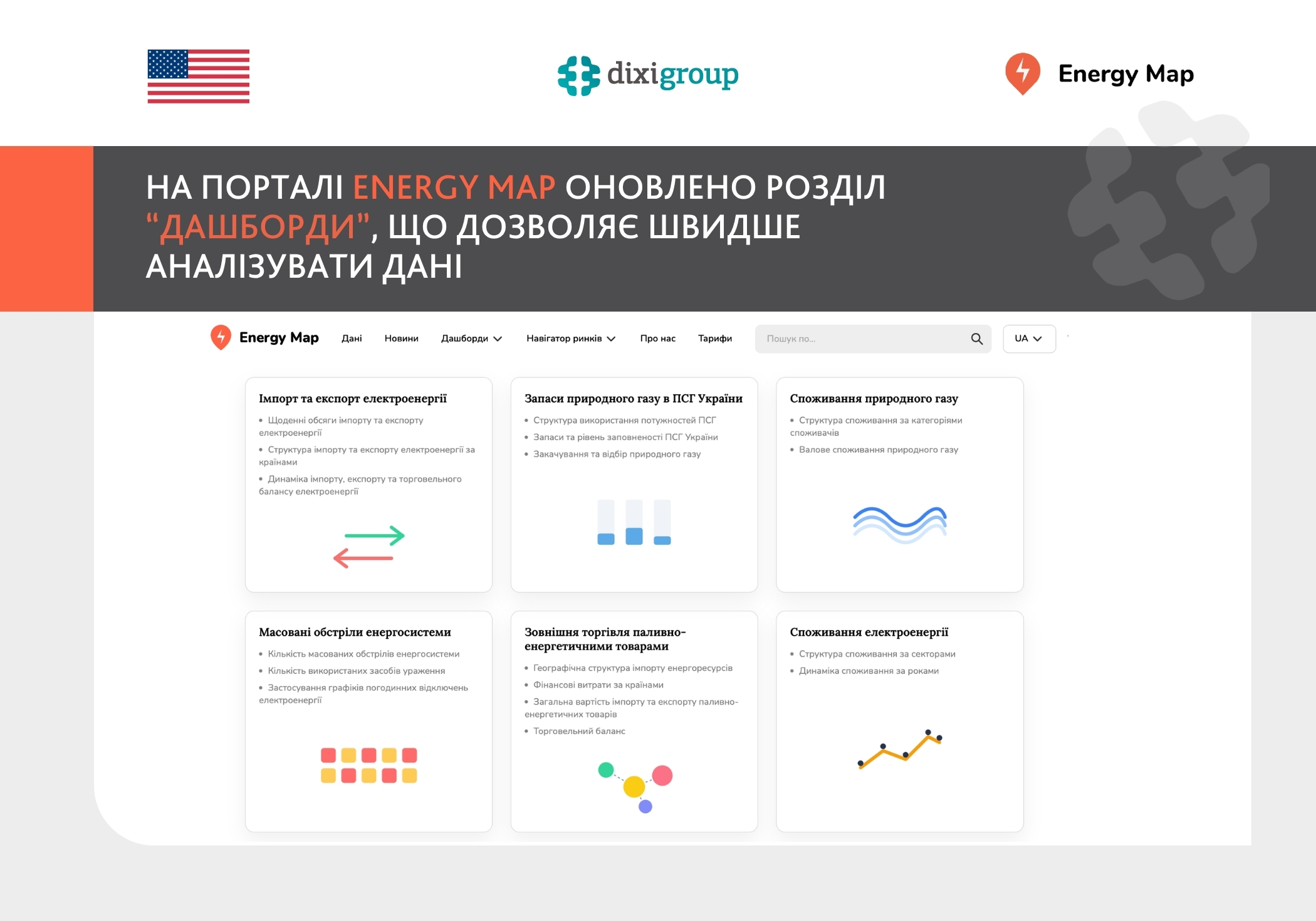 Швидше аналізувати дані: на Energy Map оновлено розділ “Дашборди”
